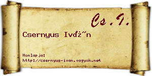 Csernyus Iván névjegykártya